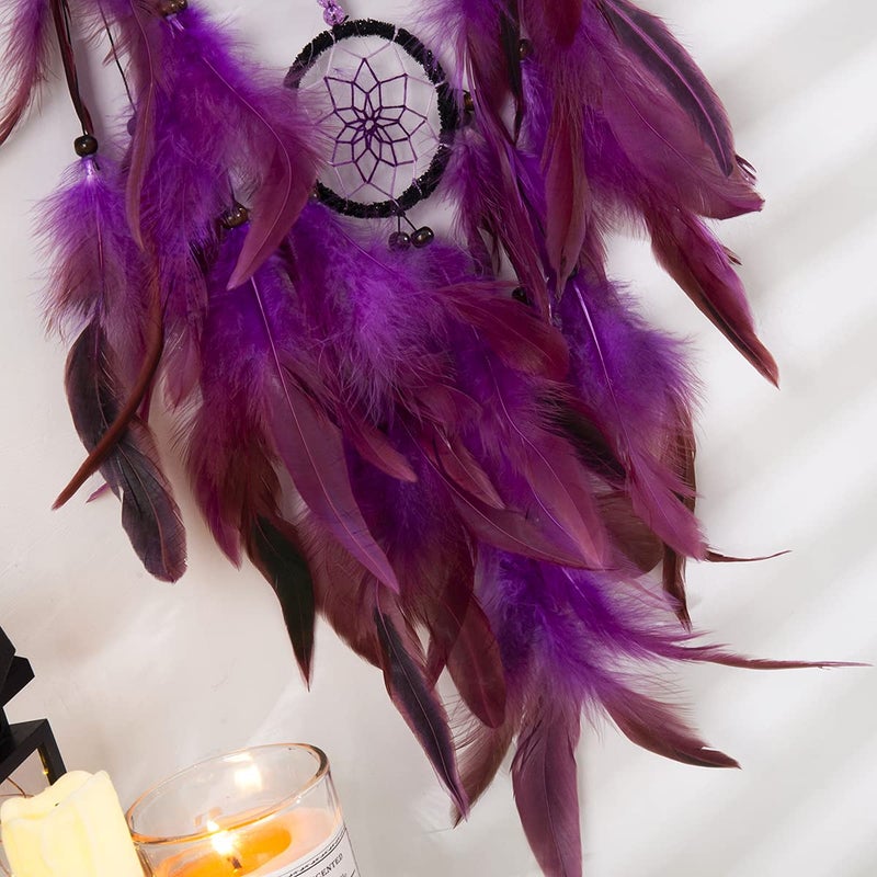 Dreamocean Dream Catcher  Handmade Dreamcatcher with Healing Crystal Stone  Tree of Life Dream Catchers Hanging Ornament for Home Bedroom Birthday Party  Perfect Craft Gift for Kids (Purple) - Image 4